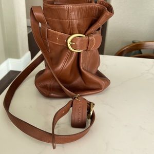 Coach tan leather bucket purse
